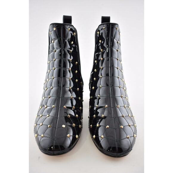 Valentino Rockstud Chelsea Spike Black Patent Stud Heel Short Ankle Bootie 37 - Picture 6 of 12